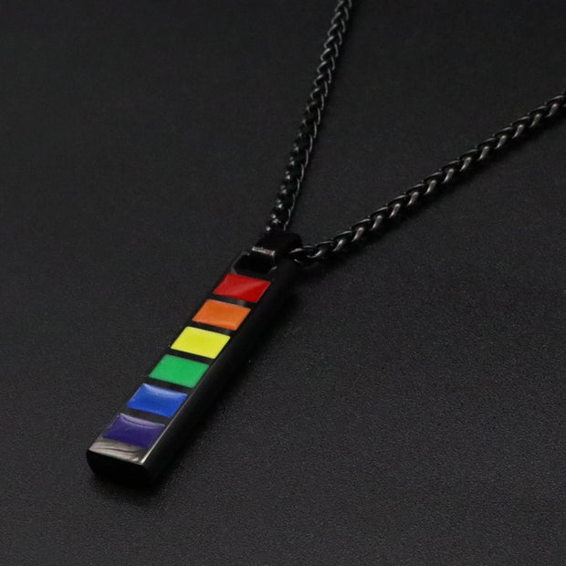 Rainbow Pride Bar Adjustable Necklace