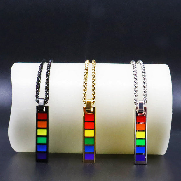 Rainbow Pride Bar Adjustable Necklace