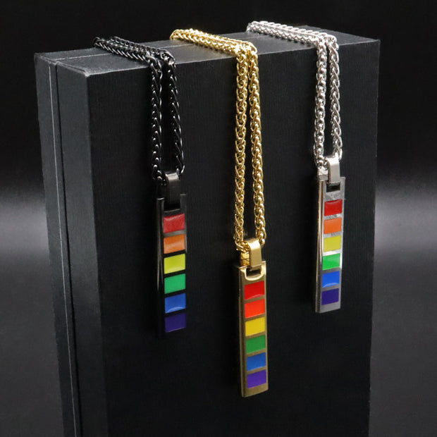 Rainbow Pride Bar Adjustable Necklace