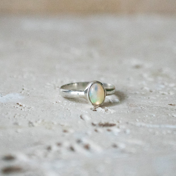 Sterling Silver Ring with Natural Ethiopian Opal