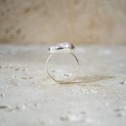 Delicate statement ring made of 925 sterling silver with pink freshwater pearl
