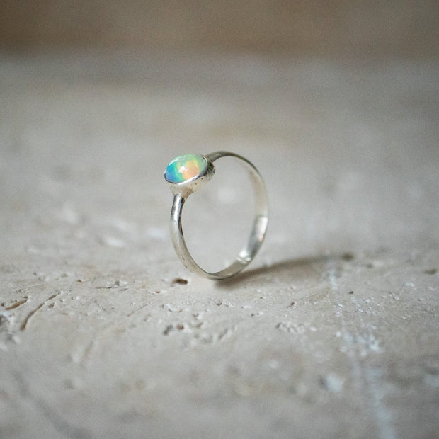 Sterling Silver Ring with Natural Ethiopian Opal