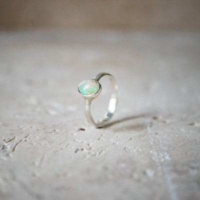 Sterling Silver Ring with Natural Ethiopian Opal
