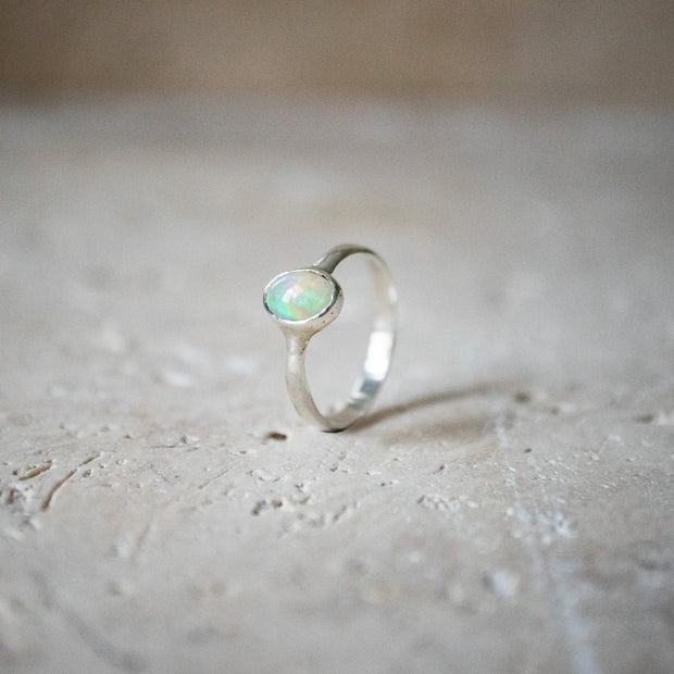 Sterling Silver Ring with Natural Ethiopian Opal