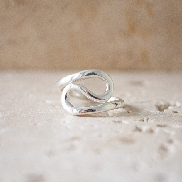 Statement Ring Wave Swirl made of 925 Sterling Silver asymmetrically handcrafted