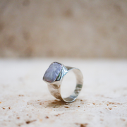 Wide Square Signet Ring Made of 925 Sterling Silver with Natural Freshwater Pearl