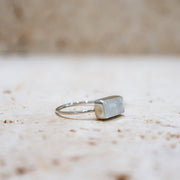 Rainbow Moonstone Square Ring made of 925 Sterling Silver / Moonstone Ring