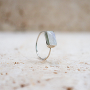Rainbow Moonstone Square Ring made of 925 Sterling Silver / Moonstone Ring