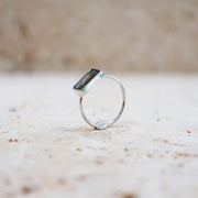Labradorite Ring with Square Shape in 925 Sterling Silver Blue-Green