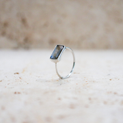 Labradorite Ring with Square Shape in 925 Sterling Silver Blue-Green