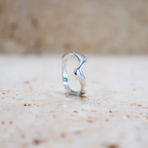 Asymmetric ring "Melting" made of 925 sterling silver