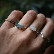 Labradorite Ring with Square Shape in 925 Sterling Silver Blue-Green