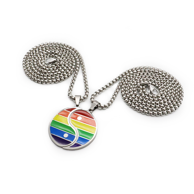 Rainbow Pride Yin Yang Necklace – Partner Pendant