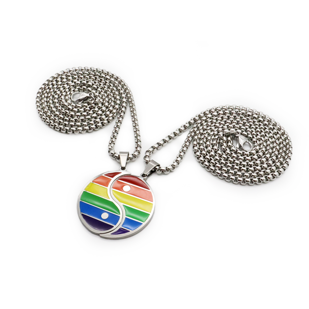 Rainbow Pride Yin Yang Necklace – Partner Pendant