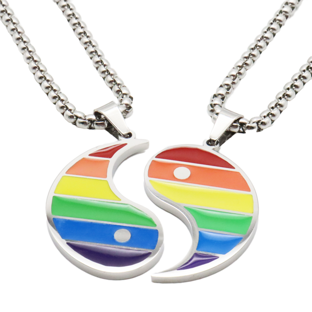 Rainbow Pride Yin Yang Necklace – Partner Pendant