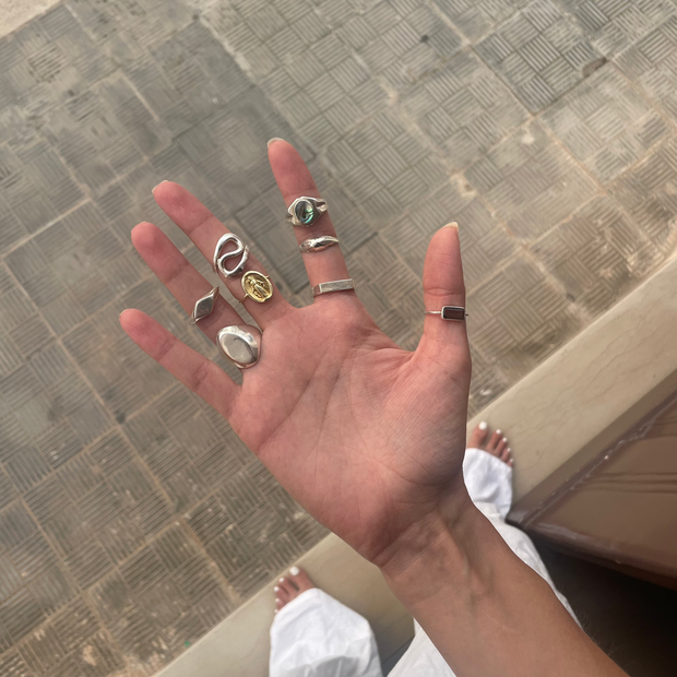 Small square-shaped 925 sterling silver signet ring handcrafted