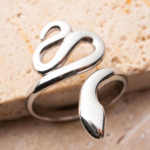 Snake Ring in Silver Stainless Steel