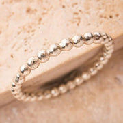 925 Sterling Silver Sphere Ring - Handmade Stackable Bead Ring