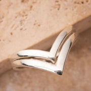 Chevron Ring Double Silver 925 Sterling Handmade