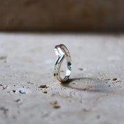 Chevron Ring Double Silver 925 Sterling Handmade