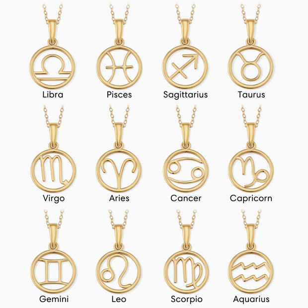 Zodiac sign necklace | White Gold
