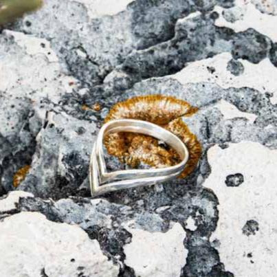 Chevron Ring Double Silver 925 Sterling Handmade