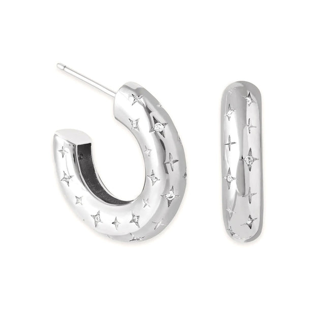 Cosmic Hoop Earrings | White Gold