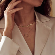 Flat Link Curb Chain Necklace | White Gold