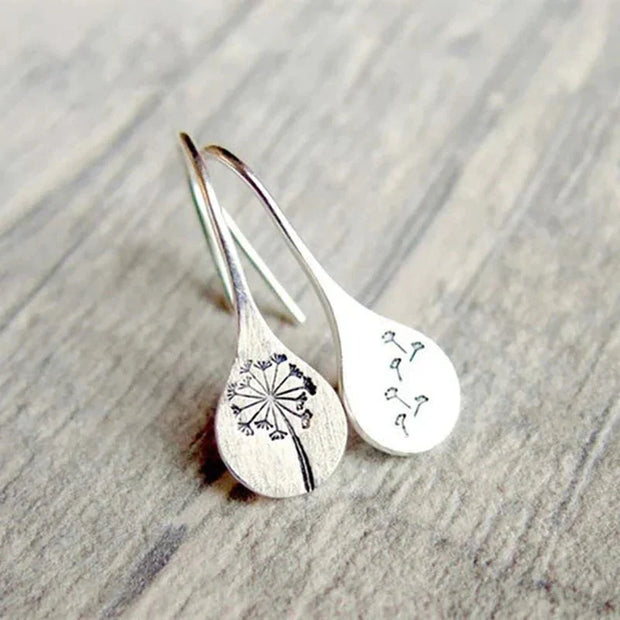 Exclusive Silver Dandelion Leaf Earrings