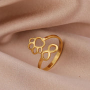 Adjustable Infinity Paw Ring Stainless Steel