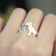 Silver Dachshund Adjustable Ring