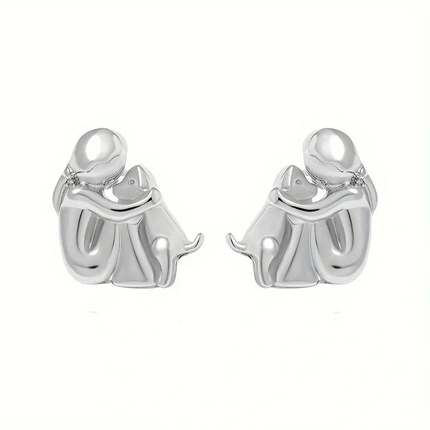 Silver and Gold Two-Tone Hug Earrings