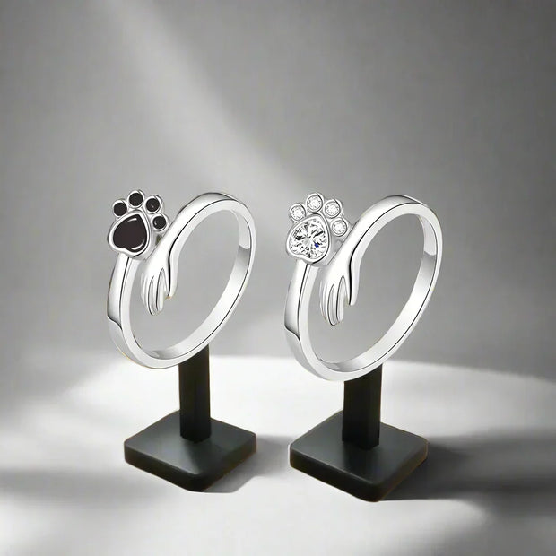 Adjustable Ring Hand and Paw Print Design