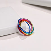 Rainbow Pride Ring – Triple Interlocked Stainless Steel