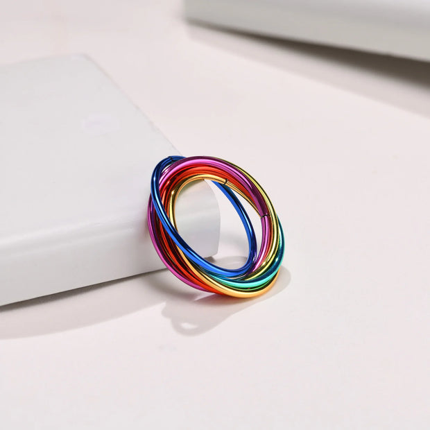 Rainbow Pride Ring – Triple Interlocked Stainless Steel