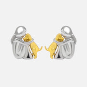Silver and Gold Two-Tone Hug Earrings