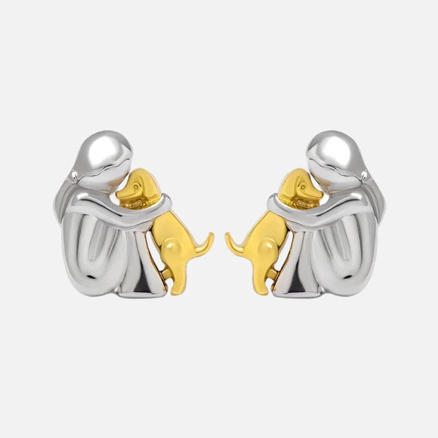 Silver and Gold Two-Tone Hug Earrings