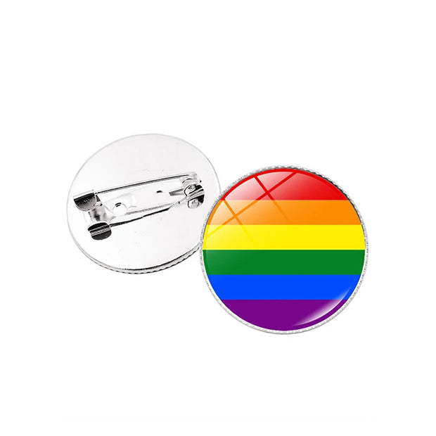 LGBT Pride Flag Pin Set – 6 Glass Brooch Badges (Gay, Lesbian, Trans, Bi, Pan, Ace)