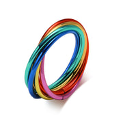 Rainbow Pride Ring – Triple Interlocked Stainless Steel