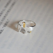 Silver Dachshund Adjustable Ring