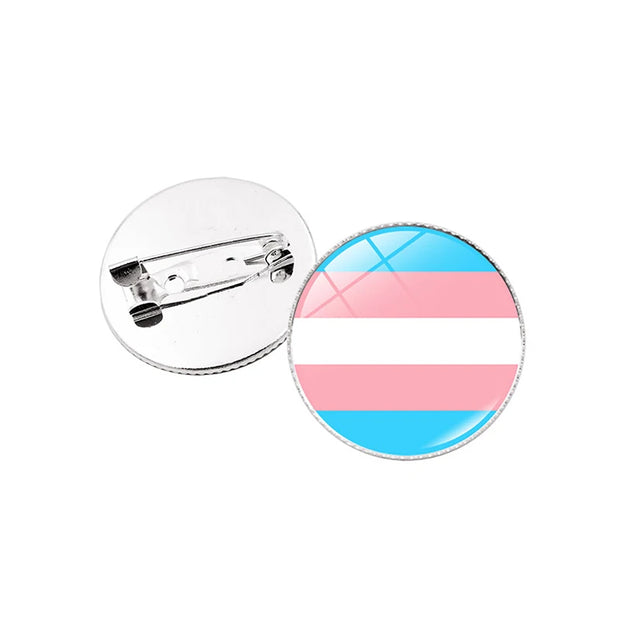 LGBT Pride Flag Pin Set – 6 Glass Brooch Badges (Gay, Lesbian, Trans, Bi, Pan, Ace)