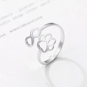 Adjustable Infinity Paw Ring Stainless Steel
