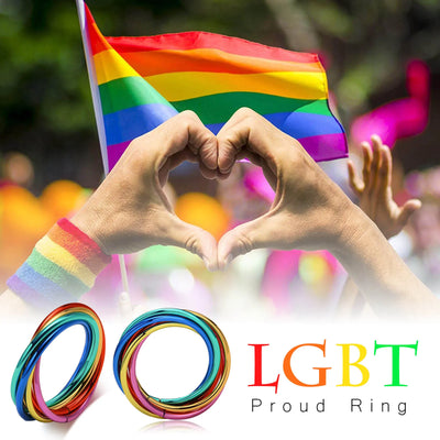 Rainbow Pride Ring – Triple Interlocked Stainless Steel