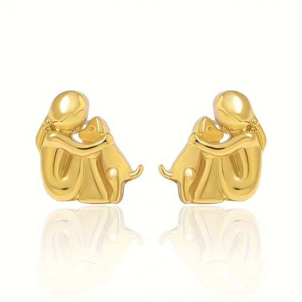 Silver and Gold Two-Tone Hug Earrings