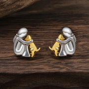 Silver and Gold Two-Tone Hug Earrings