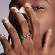 Rainbow Pride Ring – Triple Interlocked Stainless Steel
