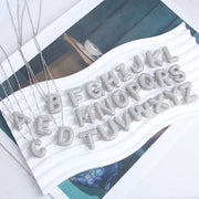 Bubble letter initial necklace set | White Gold