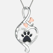 Lucky Paw Necklace with Heart, Bone & Infinity – “Always in My Heart” Pendant