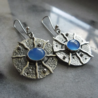 Vintage blue sun earrings