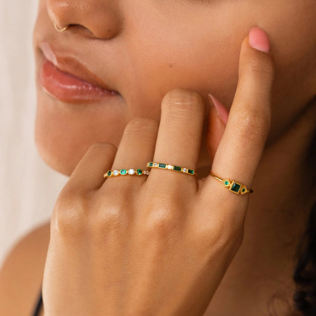 Alex - Unique Inlaid Zirconia Ring Set